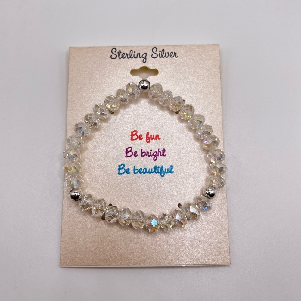 ✨ NWT Sterling Silver Crystal Beaded Bracelet